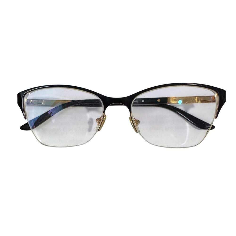Versace Mod 1218 1342 Black Gold Semi Rimless Cat Eye Eyeglass Frames with Case - Picture 2 of 6